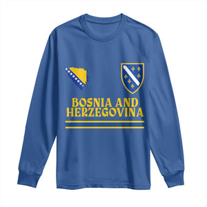 Bosnia Herzegovina Soccer Jersey Style Long Sleeve Shirt Country Map Heritage Football Fan TS02 Royal Blue Print Your Wear