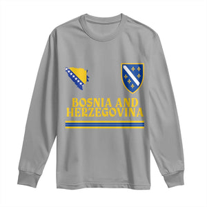 Bosnia Herzegovina Soccer Jersey Style Long Sleeve Shirt Country Map Heritage Football Fan TS02 Sport Gray Print Your Wear