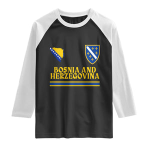 Bosnia Herzegovina Soccer Jersey Style Raglan Shirt Country Map Heritage Football Fan TS02 Black White Print Your Wear