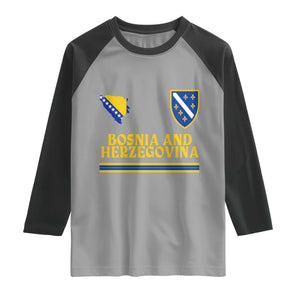 Bosnia Herzegovina Soccer Jersey Style Raglan Shirt Country Map Heritage Football Fan TS02 Sport Gray Black Print Your Wear