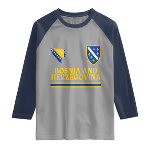 Bosnia Herzegovina Soccer Jersey Style Raglan Shirt Country Map Heritage Football Fan TS02 Sport Gray Navy Print Your Wear