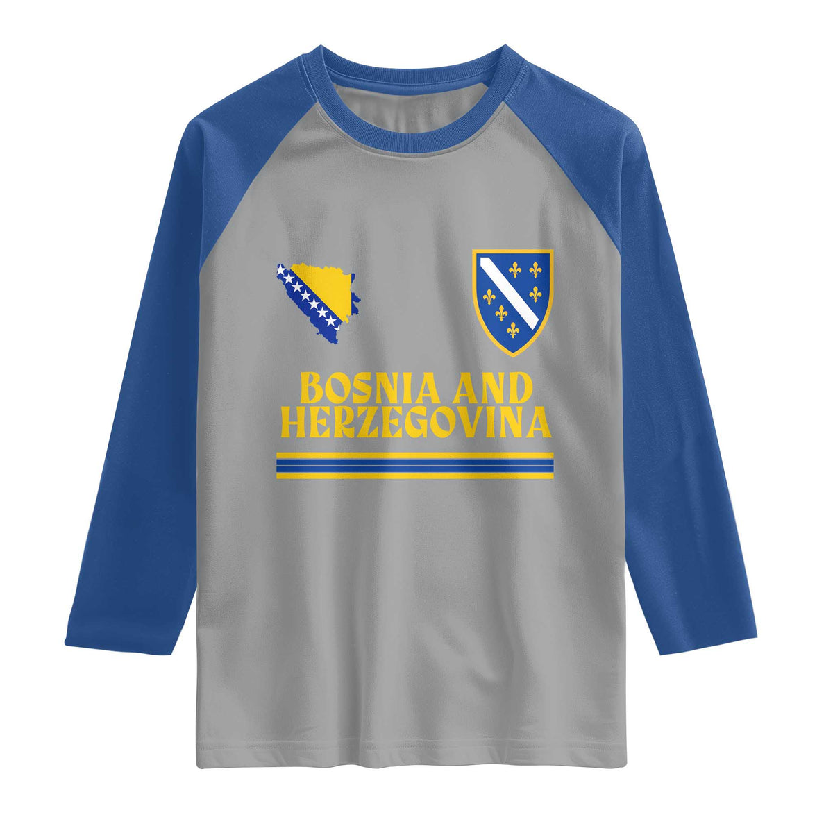 Bosnia Herzegovina Soccer Jersey Style Raglan Shirt Country Map Heritage Football Fan TS02 Sport Gray Royal Print Your Wear