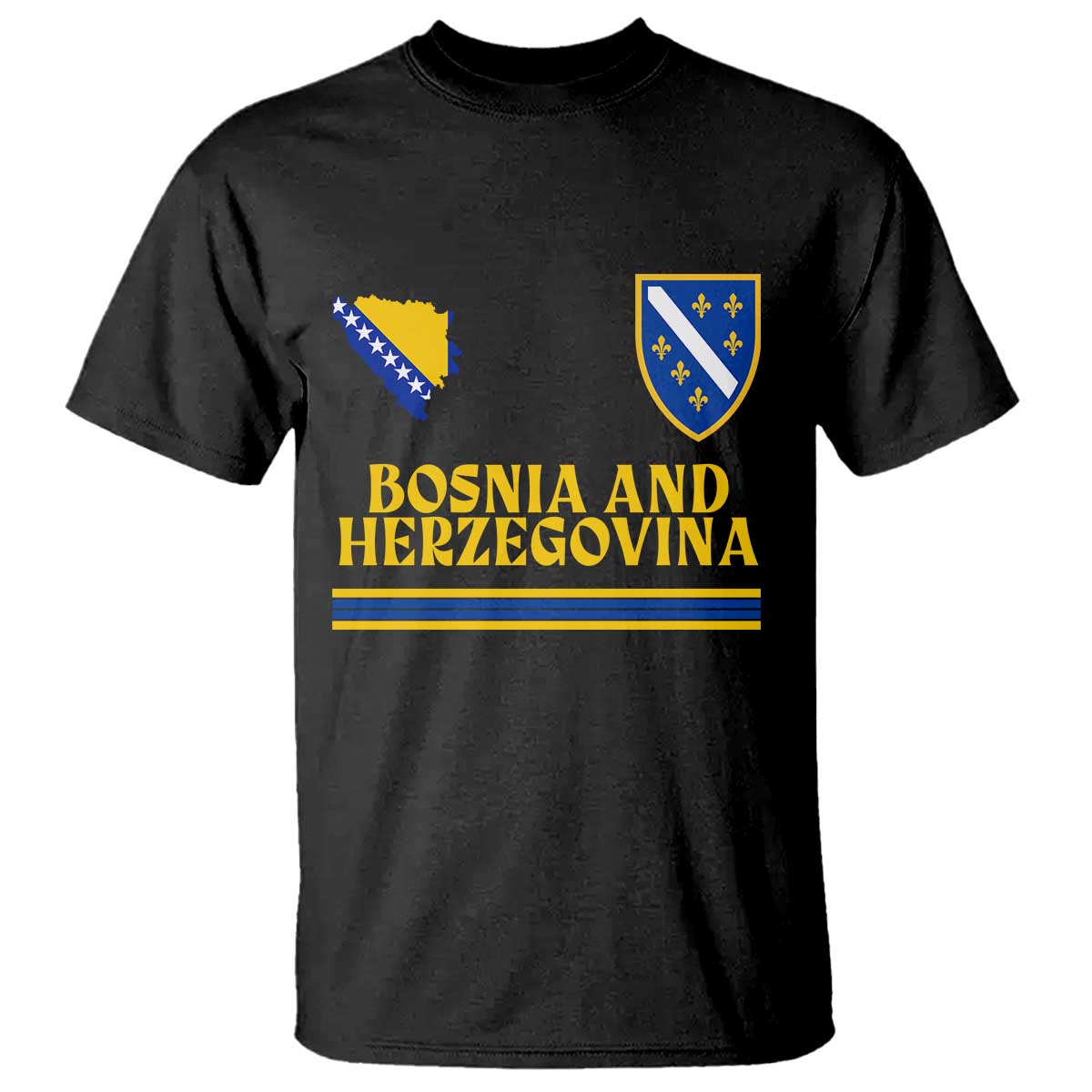 Bosnia Herzegovina Soccer Jersey Style T Shirt Country Map Heritage Football Fan TS02 Black Print Your Wear