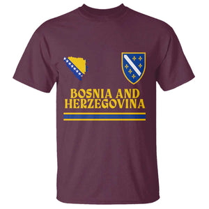 Bosnia Herzegovina Soccer Jersey Style T Shirt Country Map Heritage Football Fan TS02 Maroon Print Your Wear