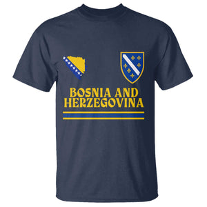 Bosnia Herzegovina Soccer Jersey Style T Shirt Country Map Heritage Football Fan TS02 Navy Print Your Wear