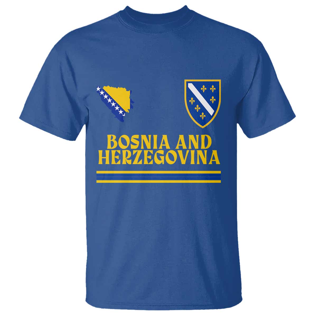 Bosnia Herzegovina Soccer Jersey Style T Shirt Country Map Heritage Football Fan TS02 Royal Blue Print Your Wear