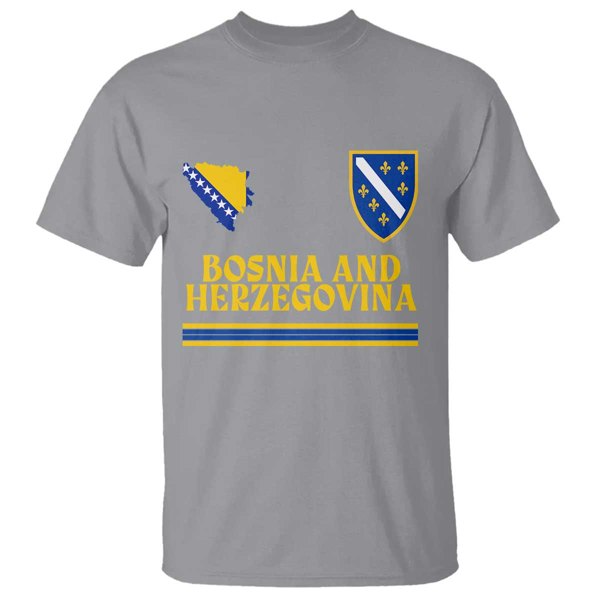 Bosnia Herzegovina Soccer Jersey Style T Shirt Country Map Heritage Football Fan TS02 Sport Gray Print Your Wear