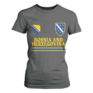 Bosnia Herzegovina Soccer Jersey Style T Shirt For Women Country Map Heritage Football Fan TS02 Dark Heather Print Your Wear