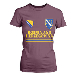 Bosnia Herzegovina Soccer Jersey Style T Shirt For Women Country Map Heritage Football Fan TS02 Maroon Print Your Wear
