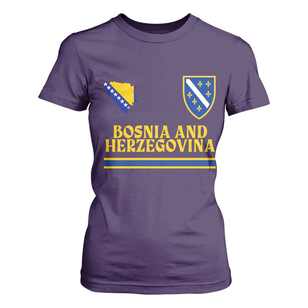 Bosnia Herzegovina Soccer Jersey Style T Shirt For Women Country Map Heritage Football Fan TS02 Purple Print Your Wear