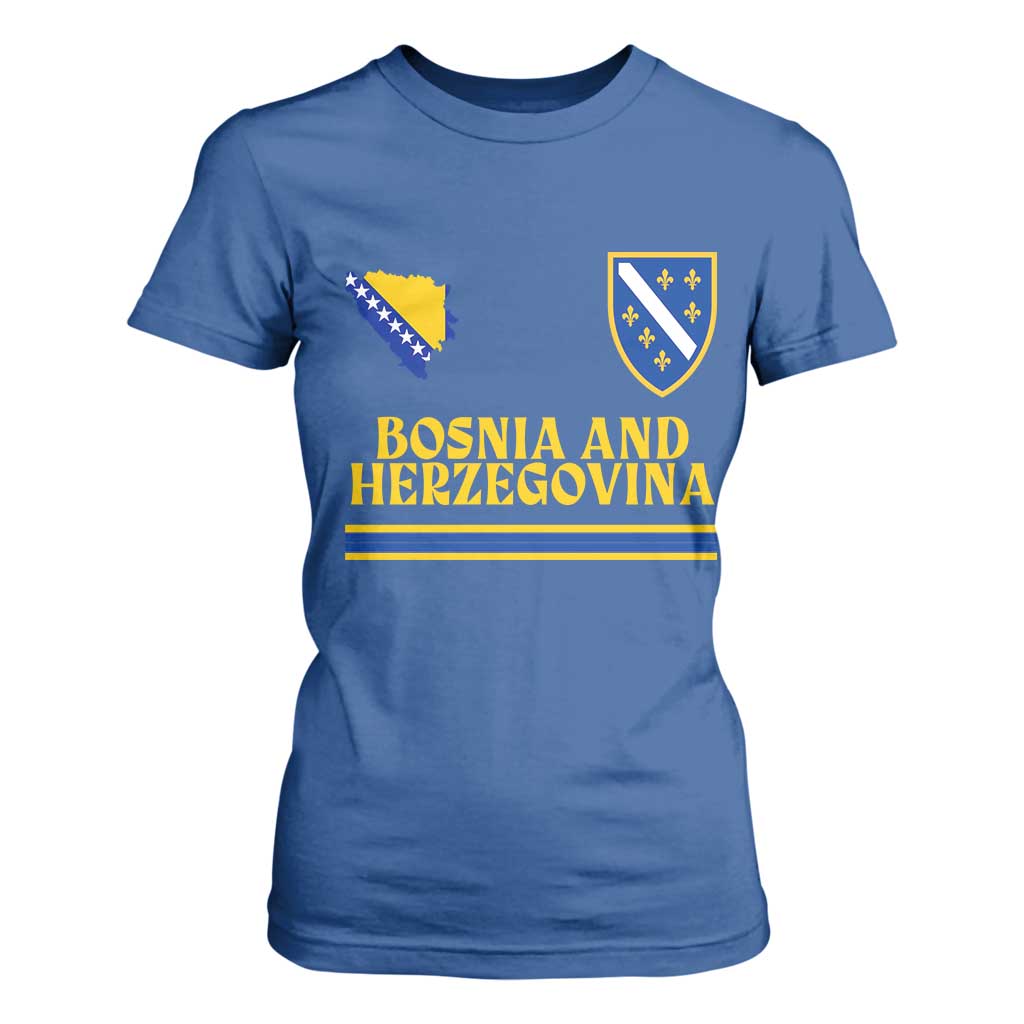 Bosnia Herzegovina Soccer Jersey Style T Shirt For Women Country Map Heritage Football Fan TS02 Royal Blue Print Your Wear