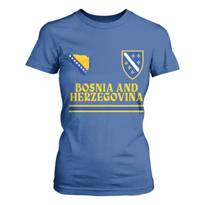 Bosnia Herzegovina Soccer Jersey Style T Shirt For Women Country Map Heritage Football Fan TS02 Royal Blue Print Your Wear
