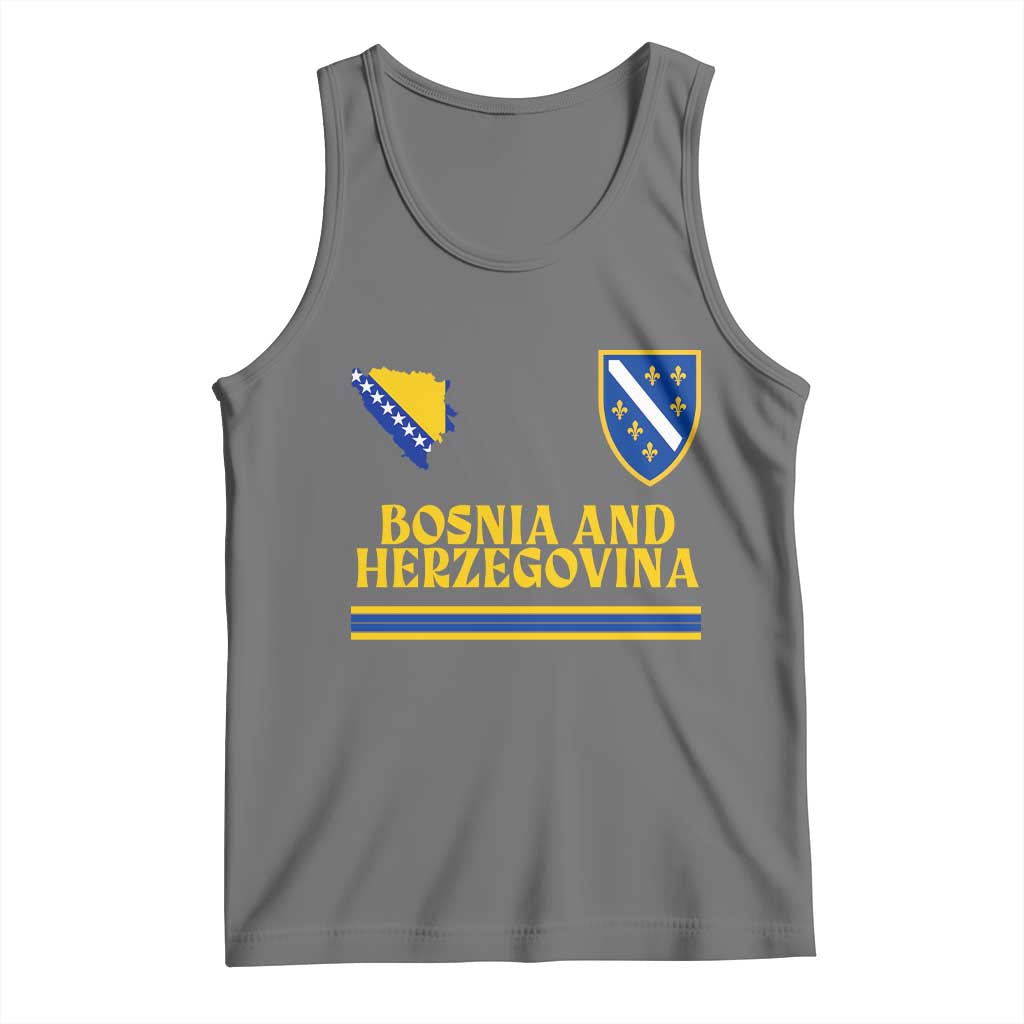 Bosnia Herzegovina Soccer Jersey Style Tank Top Country Map Heritage Football Fan TS02 Black Heather Print Your Wear