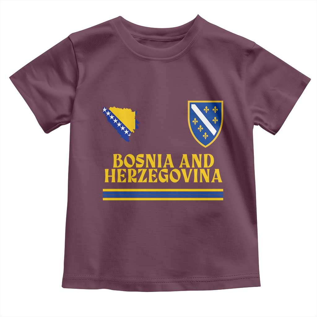 Bosnia Herzegovina Soccer Jersey Style Toddler T Shirt Country Map Heritage Football Fan TS02 Maroon Print Your Wear