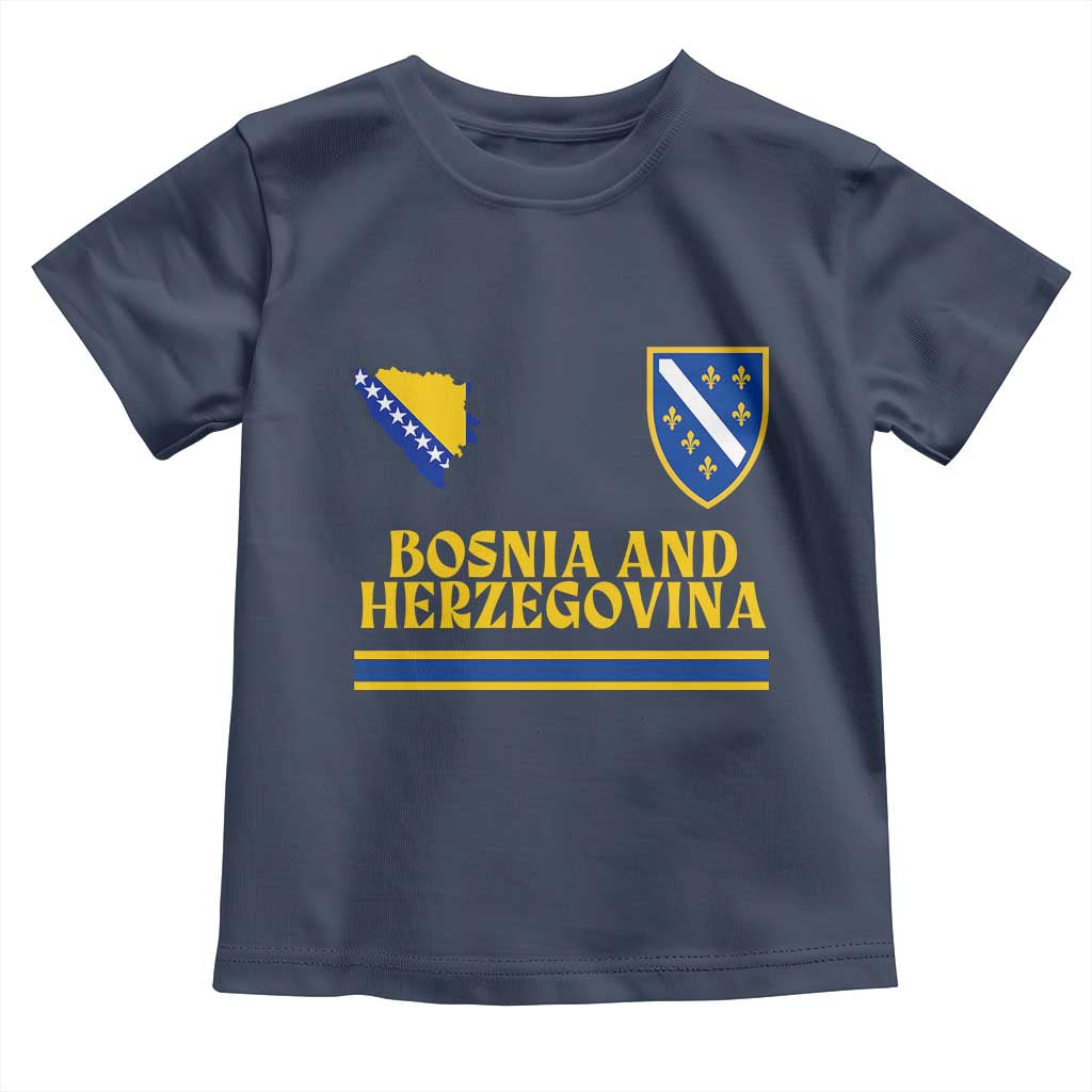 Bosnia Herzegovina Soccer Jersey Style Toddler T Shirt Country Map Heritage Football Fan TS02 Navy Print Your Wear