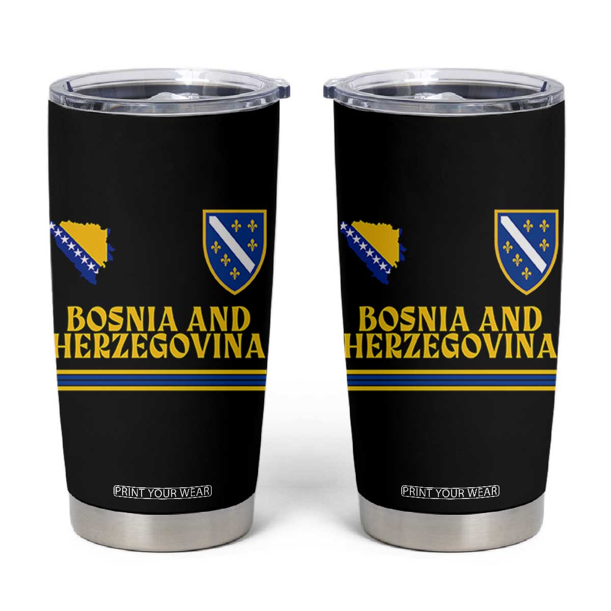 Bosnia Herzegovina Soccer Jersey Style Tumbler Cup Country Map Heritage Football Fan TS02 Black Print Your Wear