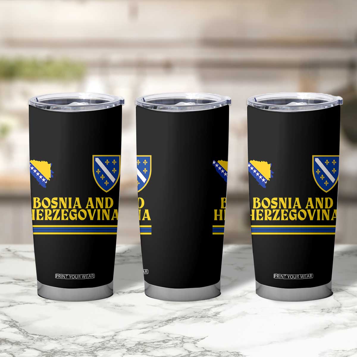 Bosnia Herzegovina Soccer Jersey Style Tumbler Cup Country Map Heritage Football Fan