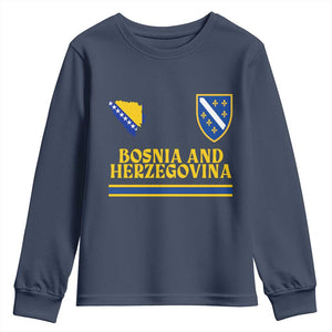Bosnia Herzegovina Soccer Jersey Style Youth Sweatshirt Country Map Heritage Football Fan TS02 Navy Print Your Wear