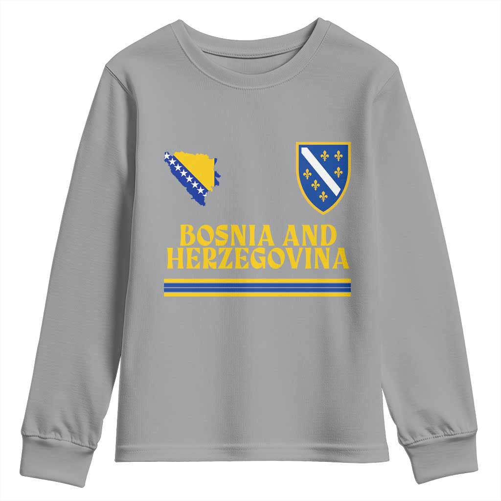 Bosnia Herzegovina Soccer Jersey Style Youth Sweatshirt Country Map Heritage Football Fan TS02 Sport Gray Print Your Wear