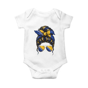 Bosnian Girl Messy Bun Flag Bandana Woman Graphic Baby Onesie Bosnia Herzegovina Pride TS02 White Print Your Wear