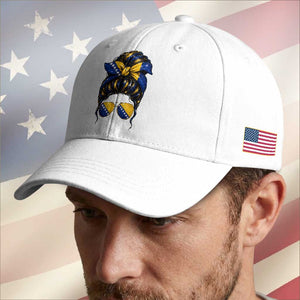 Bosnian Girl Messy Bun Flag Bandana Woman Graphic Baseball Cap Bosnia Herzegovina Pride