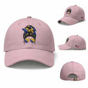 Bosnian Girl Messy Bun Flag Bandana Woman Graphic Baseball Cap Bosnia Herzegovina Pride