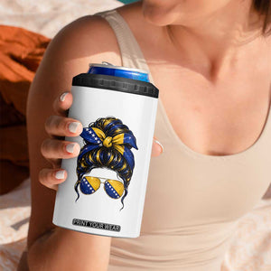 Bosnian Girl Messy Bun Flag Bandana Woman Graphic 4 in 1 Can Cooler Tumbler Bosnia Herzegovina Pride