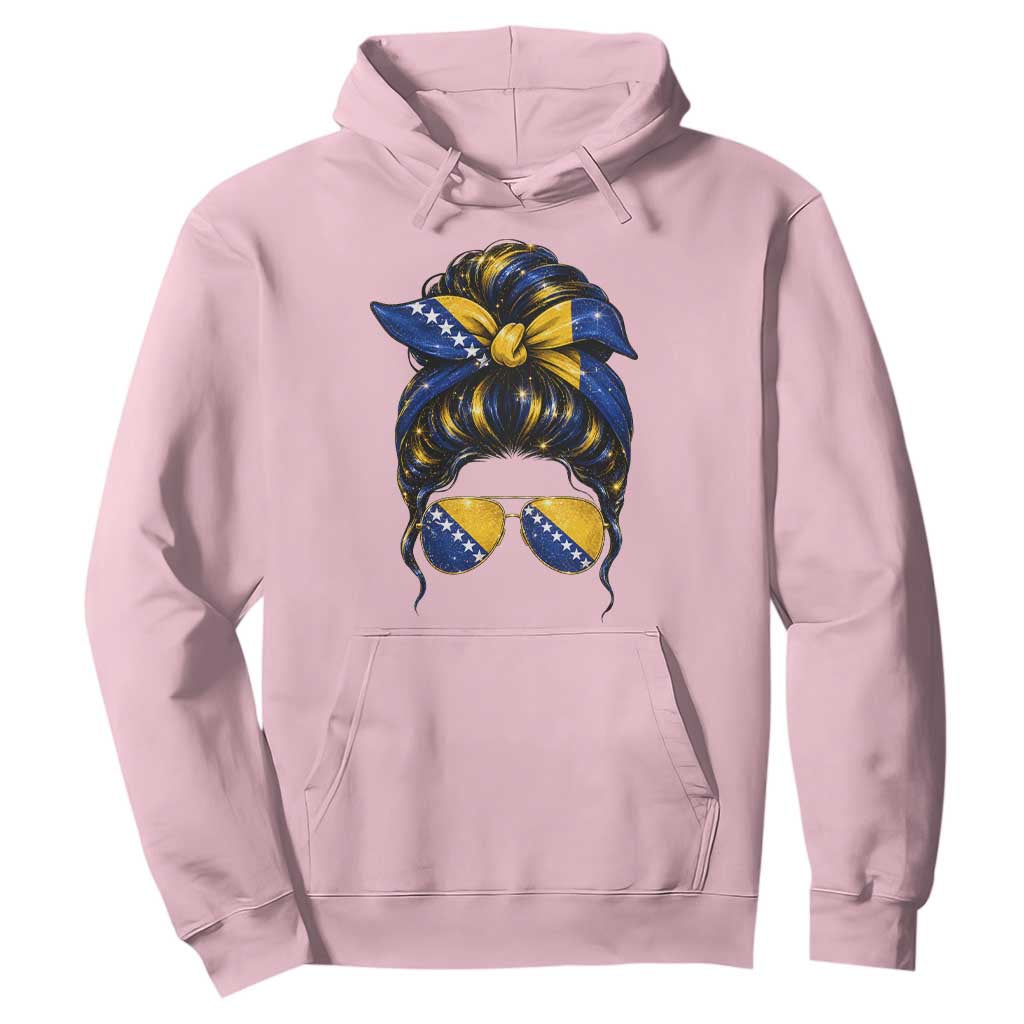 Bosnian Girl Messy Bun Flag Bandana Woman Graphic Hoodie Bosnia Herzegovina Pride TS02 Light Pink Print Your Wear