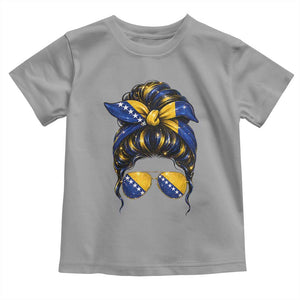 Bosnian Girl Messy Bun Flag Bandana Woman Graphic Toddler T Shirt Bosnia Herzegovina Pride TS02 Sport Gray Print Your Wear