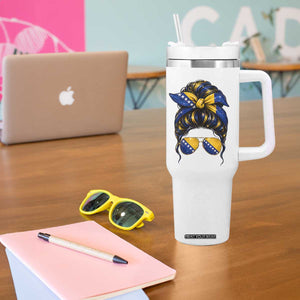 Bosnian Girl Messy Bun Flag Bandana Woman Graphic Tumbler With Handle Bosnia Herzegovina Pride