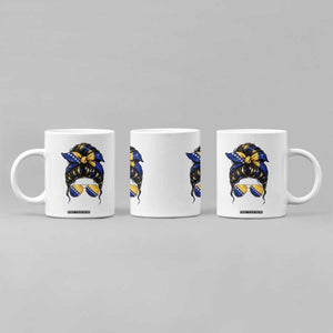 Bosnian Girl Messy Bun Flag Bandana Woman Graphic Coffee Mug Bosnia Herzegovina Pride