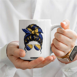 Bosnian Girl Messy Bun Flag Bandana Woman Graphic Coffee Mug Bosnia Herzegovina Pride