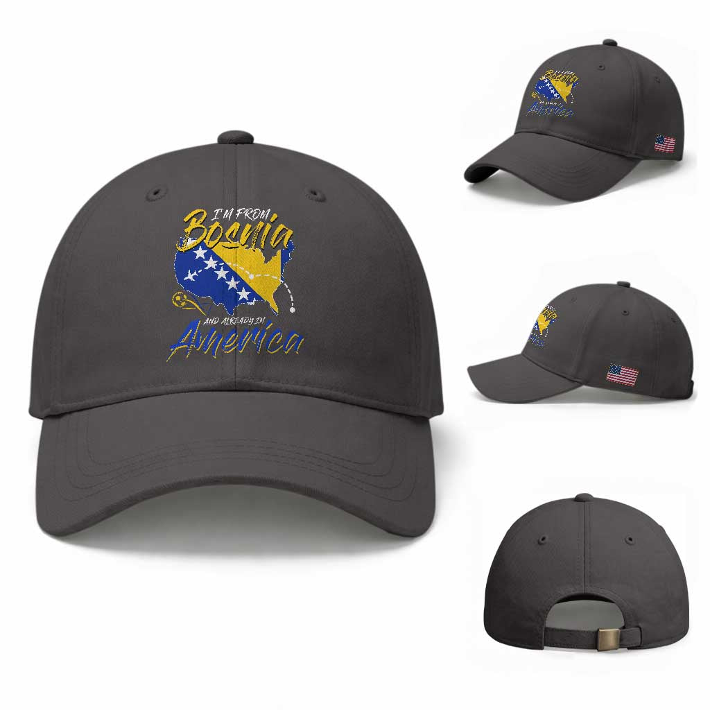From Bosnia and Already in America Baseball Cap Bosnian Soccer Fan Travel Bosnia Herzegovina Pride
