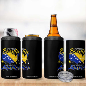 From Bosnia and Already in America 4 in 1 Can Cooler Tumbler Bosnian Soccer Fan Travel Bosnia Herzegovina Pride