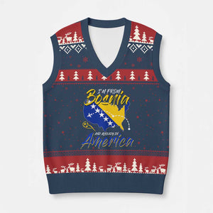 From Bosnia and Already in America V-Neck Knit Sweater Vest Bosnian Soccer Fan Travel Bosnia Herzegovina Pride TS02 Navy Red Print Your Wear