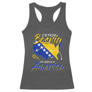 From Bosnia and Already in America Racerback Tank Top Bosnian Soccer Fan Travel Bosnia Herzegovina Pride TS02 Dark Heather Print Your Wear