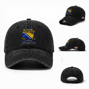 From Bosnia and Already in America Washed Cotton Baseball Cap Bosnian Soccer Fan Travel Bosnia Herzegovina Pride