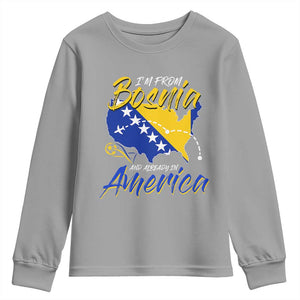From Bosnia and Already in America Youth Sweatshirt Bosnian Soccer Fan Travel Bosnia Herzegovina Pride TS02 Sport Gray Print Your Wear