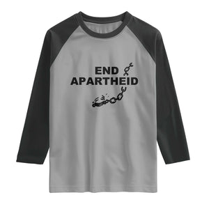 End Apartheid Human Rights Raglan Shirt Broken Chain Social Justice Activist
