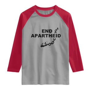End Apartheid Human Rights Raglan Shirt Broken Chain Social Justice Activist