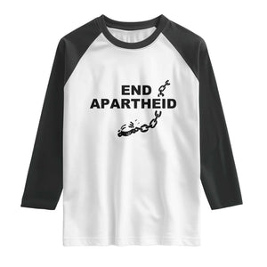 End Apartheid Human Rights Raglan Shirt Broken Chain Social Justice Activist