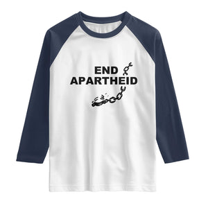 End Apartheid Human Rights Raglan Shirt Broken Chain Social Justice Activist