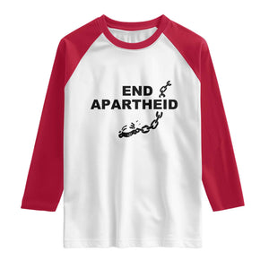 End Apartheid Human Rights Raglan Shirt Broken Chain Social Justice Activist