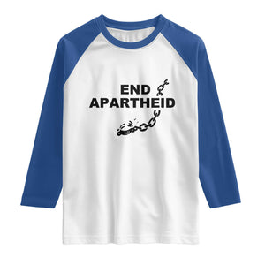 End Apartheid Human Rights Raglan Shirt Broken Chain Social Justice Activist