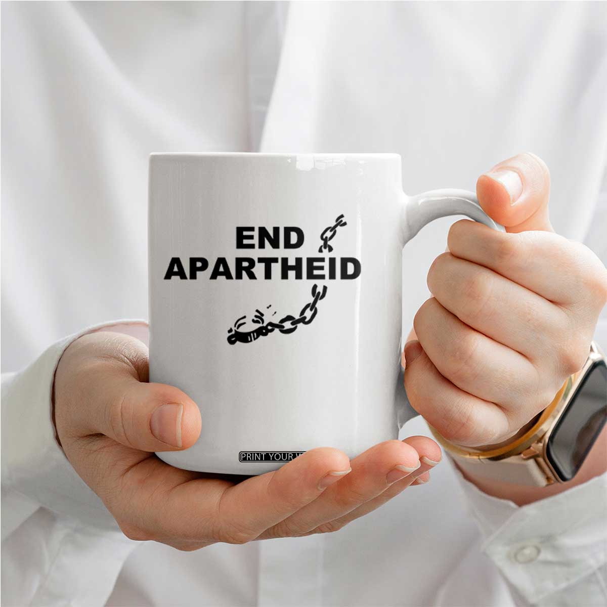End Apartheid Human Rights Coffee Mug Broken Chain Social Justice Activist