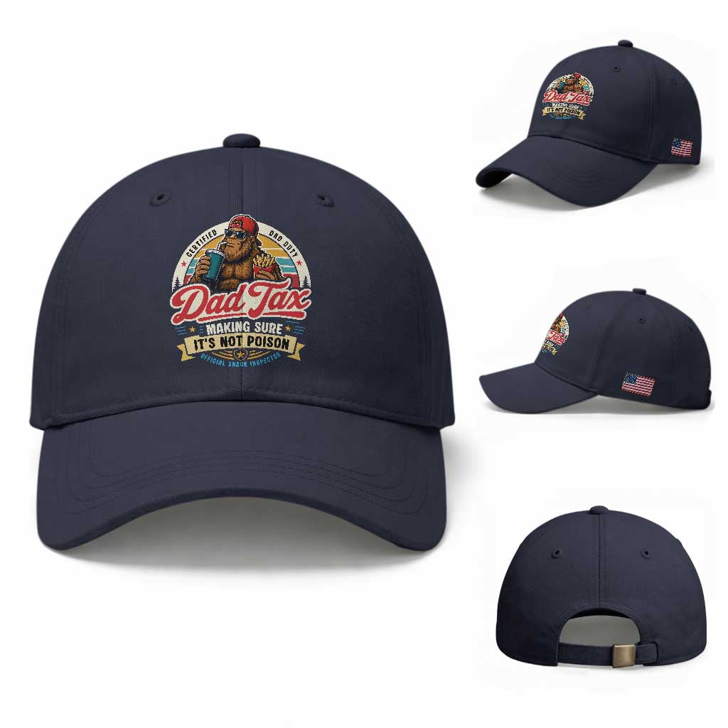 Funny Dad Tax Certified Dad Duty Bigfoot Baseball Cap Vintage Sasquatch Official Snack Inspector