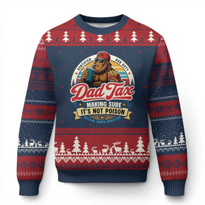 Funny Dad Tax Certified Dad Duty Bigfoot Ugly Christmas Sweater Vintage Sasquatch Official Snack Inspector