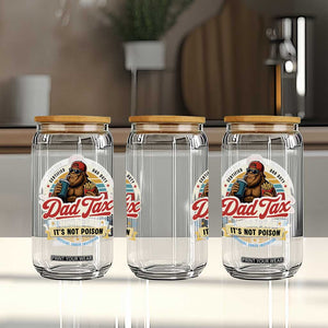 Funny Dad Tax Certified Dad Duty Bigfoot Glass Can Vintage Sasquatch Official Snack Inspector