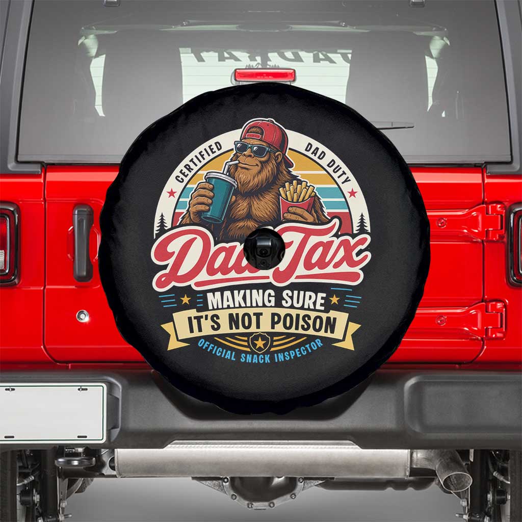 Funny Dad Tax Certified Dad Duty Bigfoot Spare Tire Cover Vintage Sasquatch Official Snack Inspector