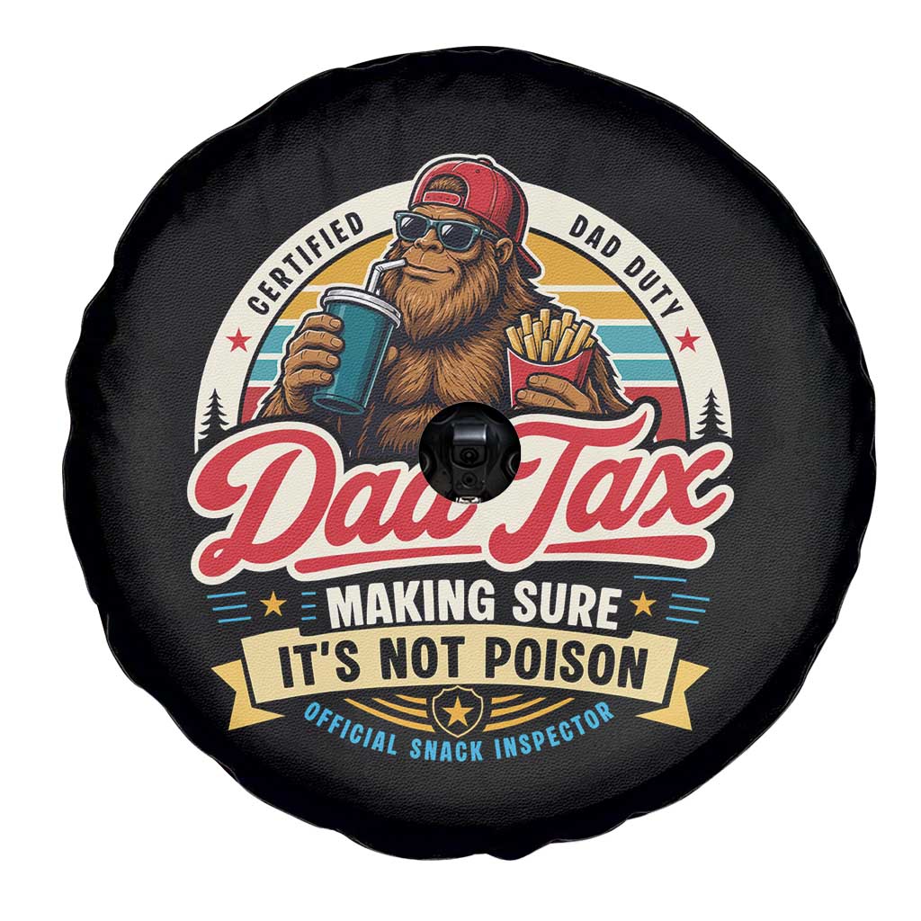 Funny Dad Tax Certified Dad Duty Bigfoot Spare Tire Cover Vintage Sasquatch Official Snack Inspector